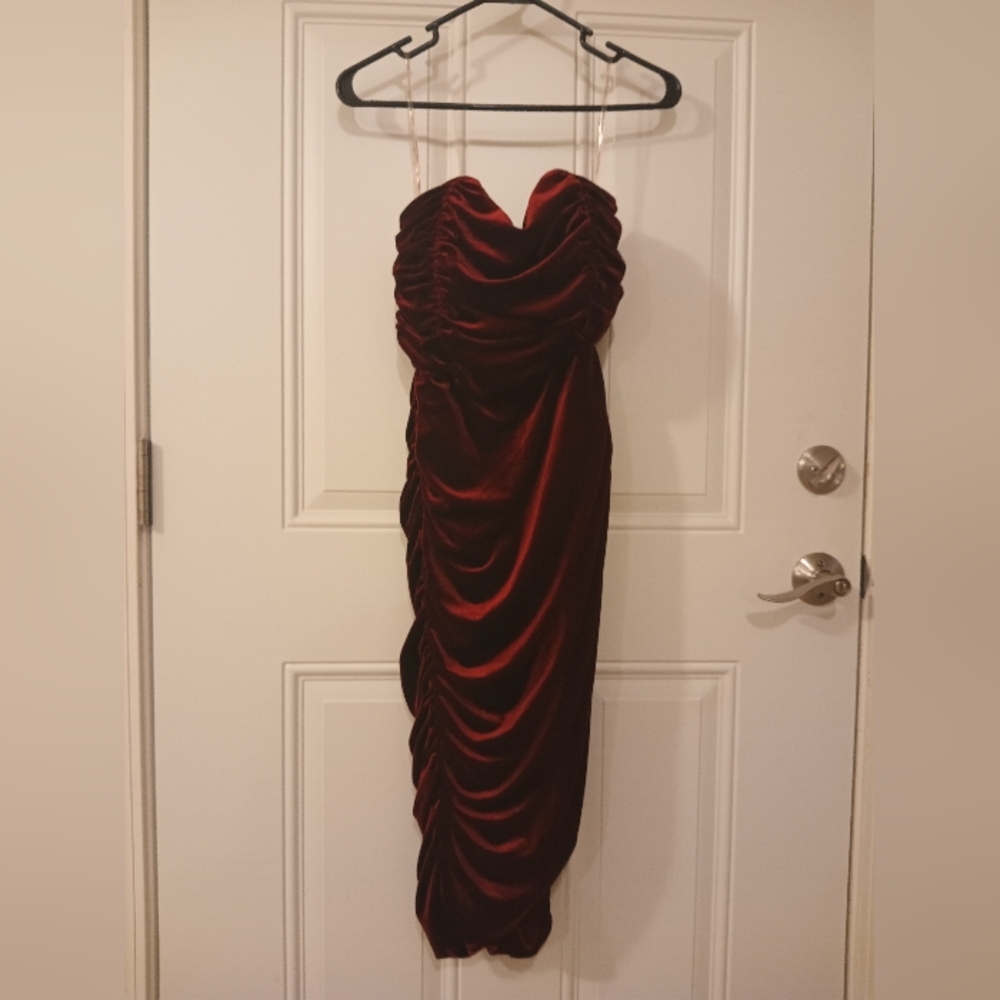 Rare London Red Midi Dress with Stylish Elegance